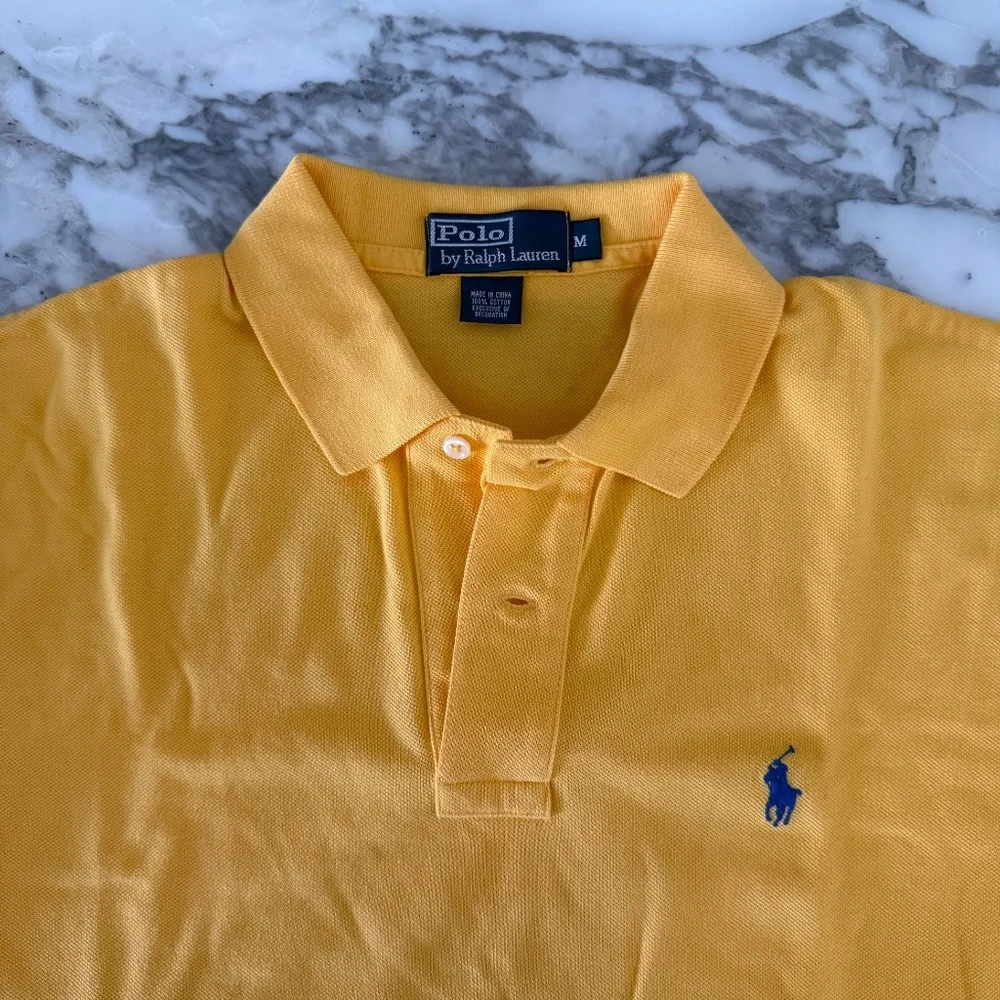 Polo Ralph Lauren Cotton Men's Yellow Pullover Polo Short‎ sleeve shirt,  Med